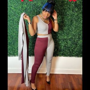 Ladies 3 piece set, crop top, leggings and duster